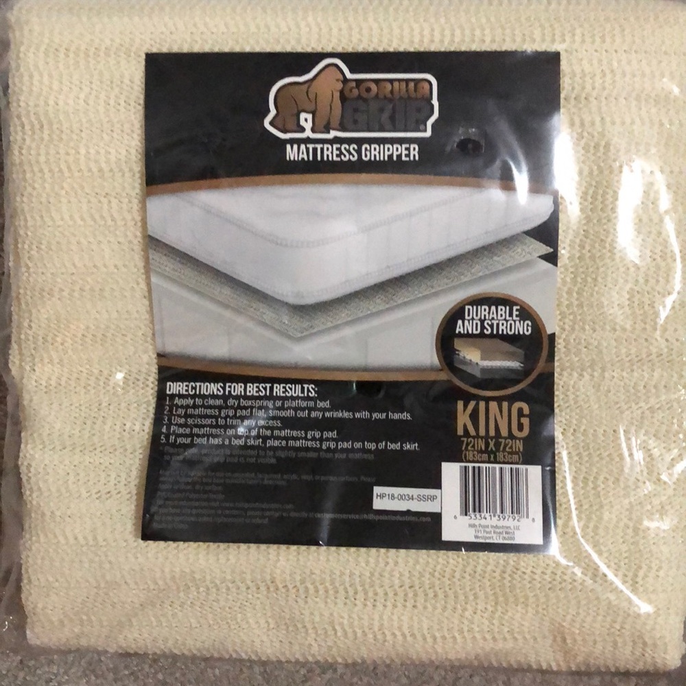 Mattress gripped for a King bed.